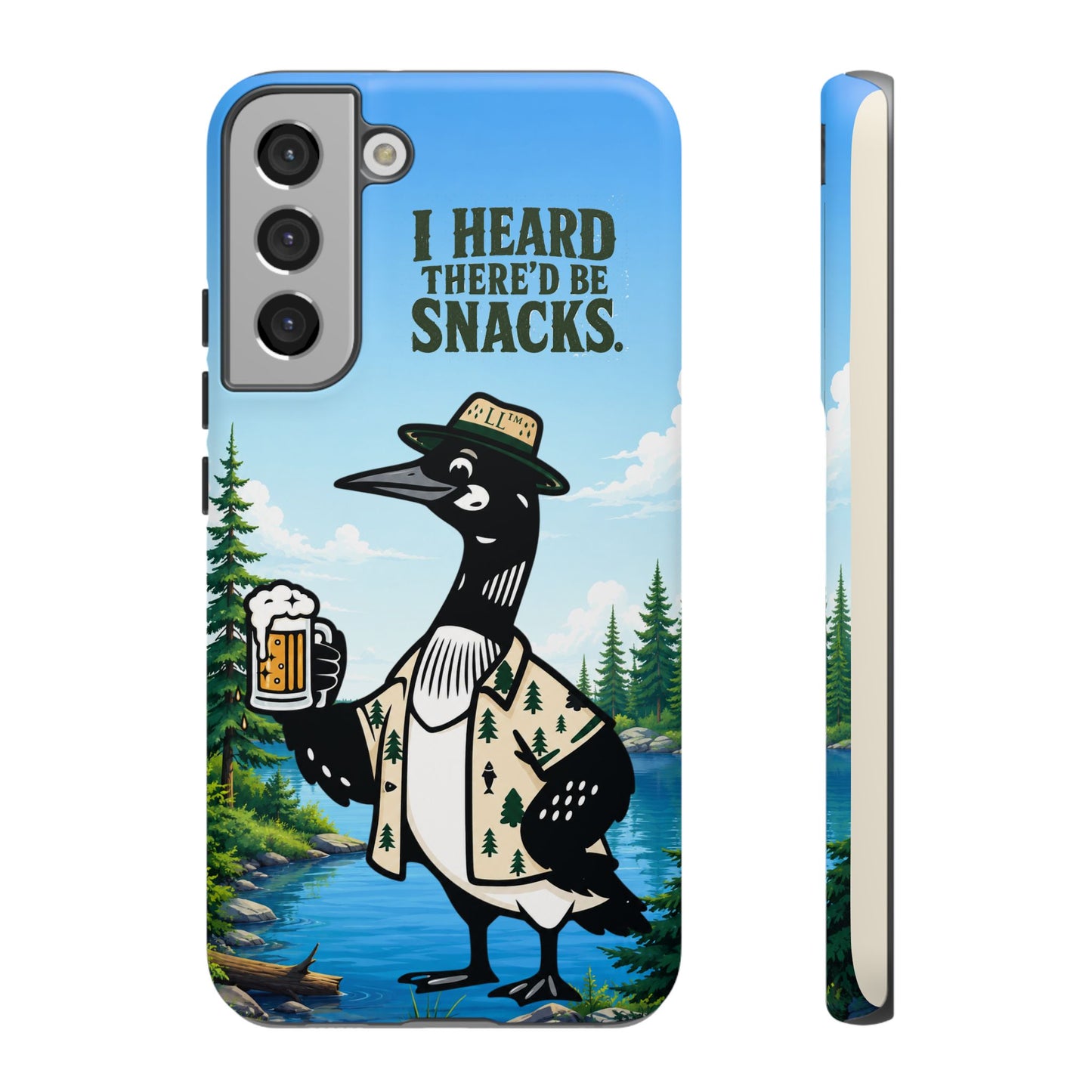 Phone Case — 'I Heard There'd Be Snacks' Rustic Drinking Loon Design