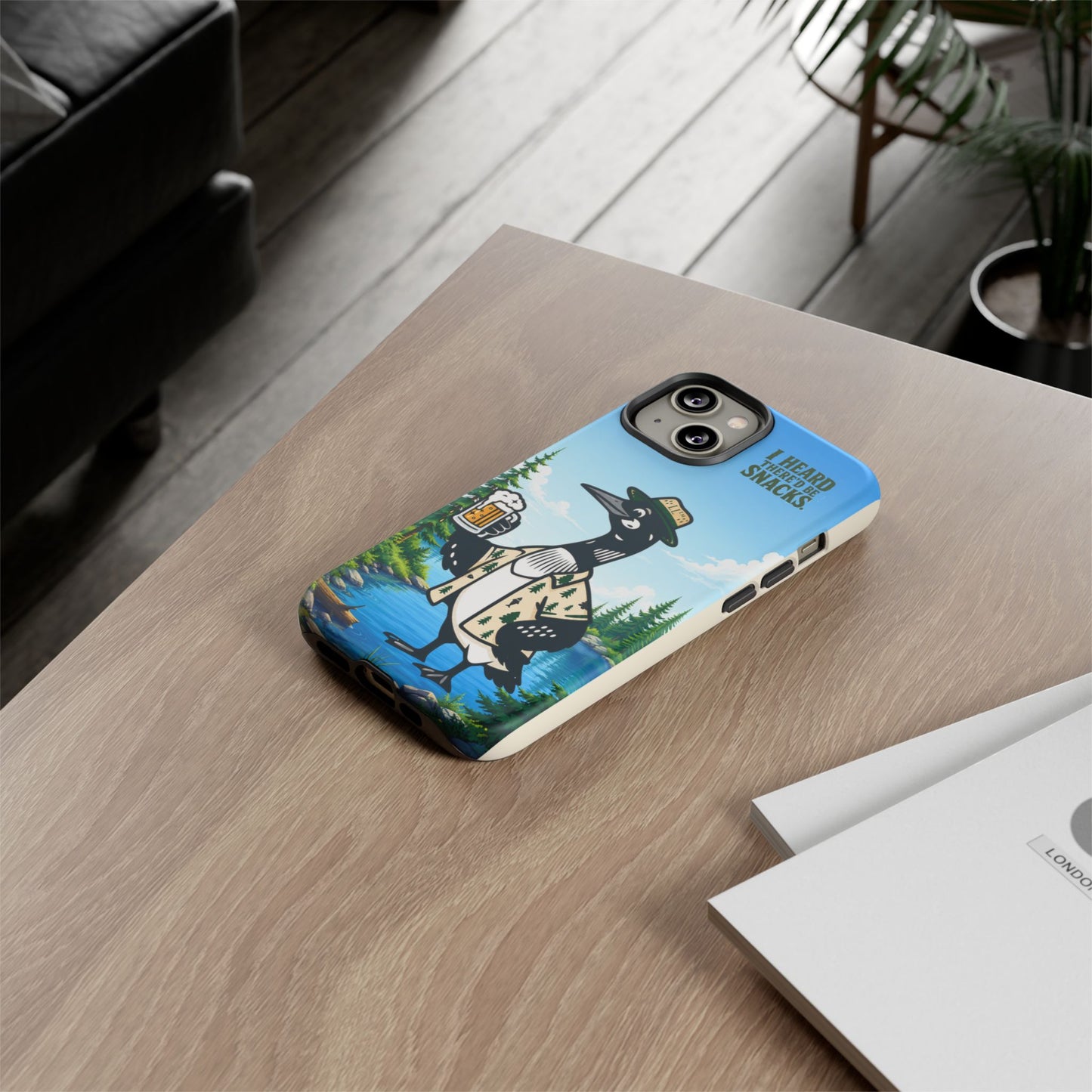 Phone Case — 'I Heard There'd Be Snacks' Rustic Drinking Loon Design
