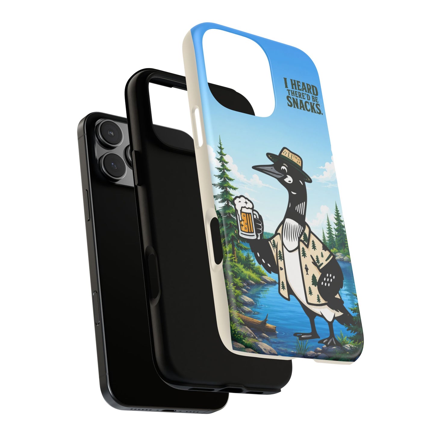 Phone Case — 'I Heard There'd Be Snacks' Rustic Drinking Loon Design