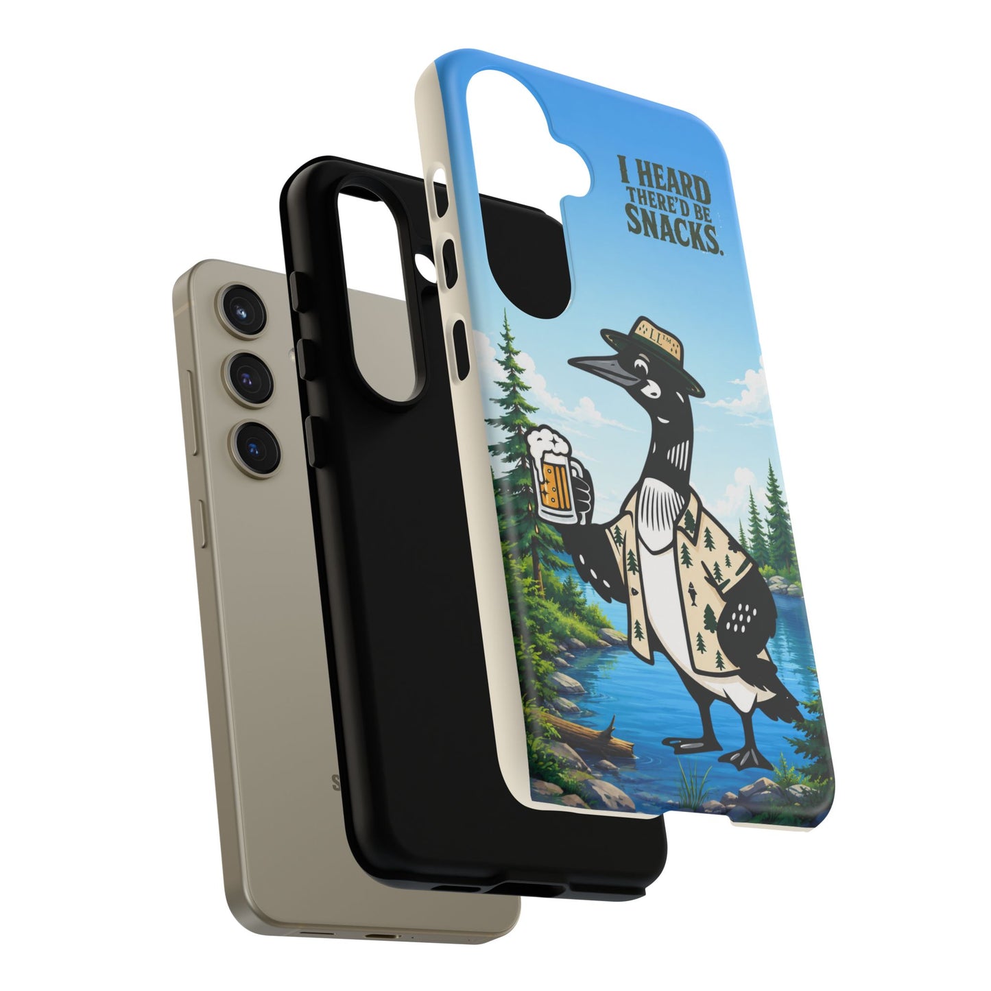 Phone Case — 'I Heard There'd Be Snacks' Rustic Drinking Loon Design