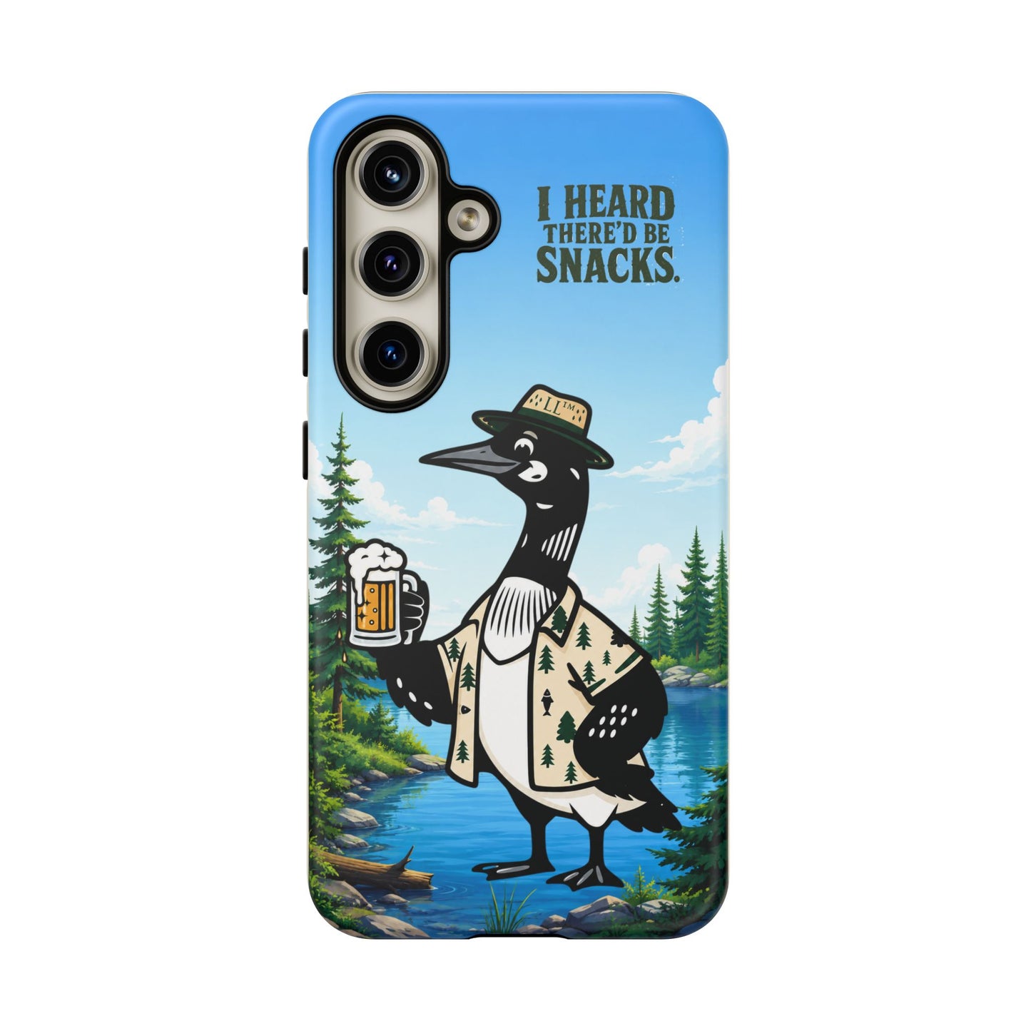 Phone Case — 'I Heard There'd Be Snacks' Rustic Drinking Loon Design