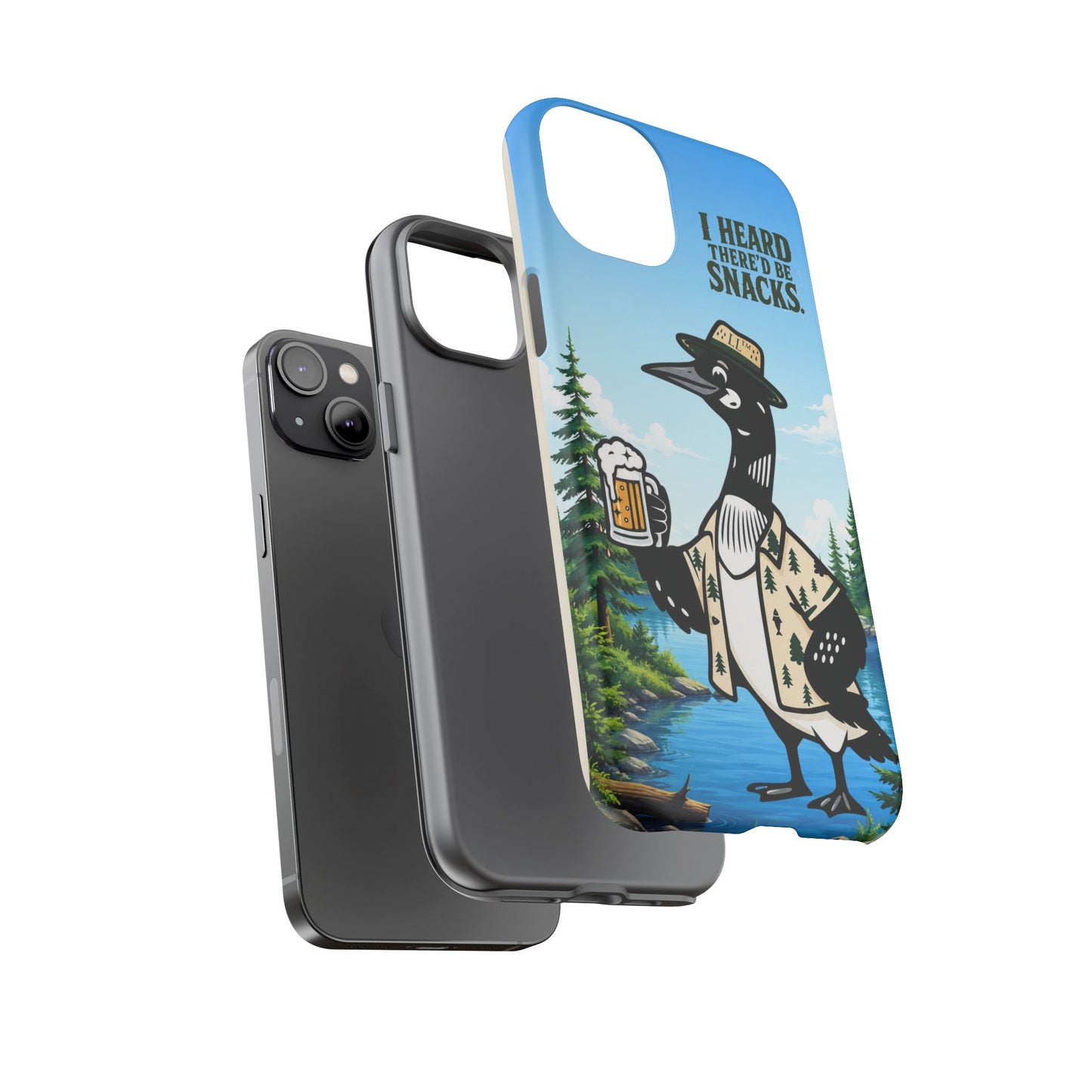 Phone Case — 'I Heard There'd Be Snacks' Rustic Drinking Loon Design