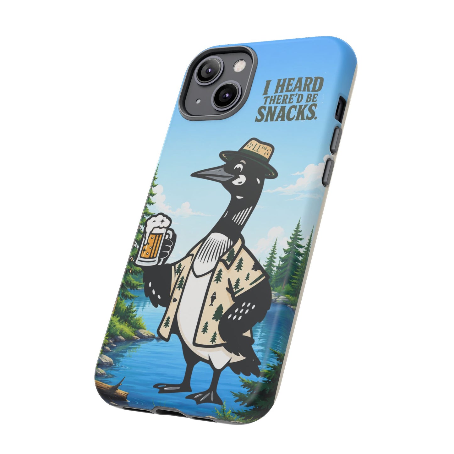 Phone Case — 'I Heard There'd Be Snacks' Rustic Drinking Loon Design