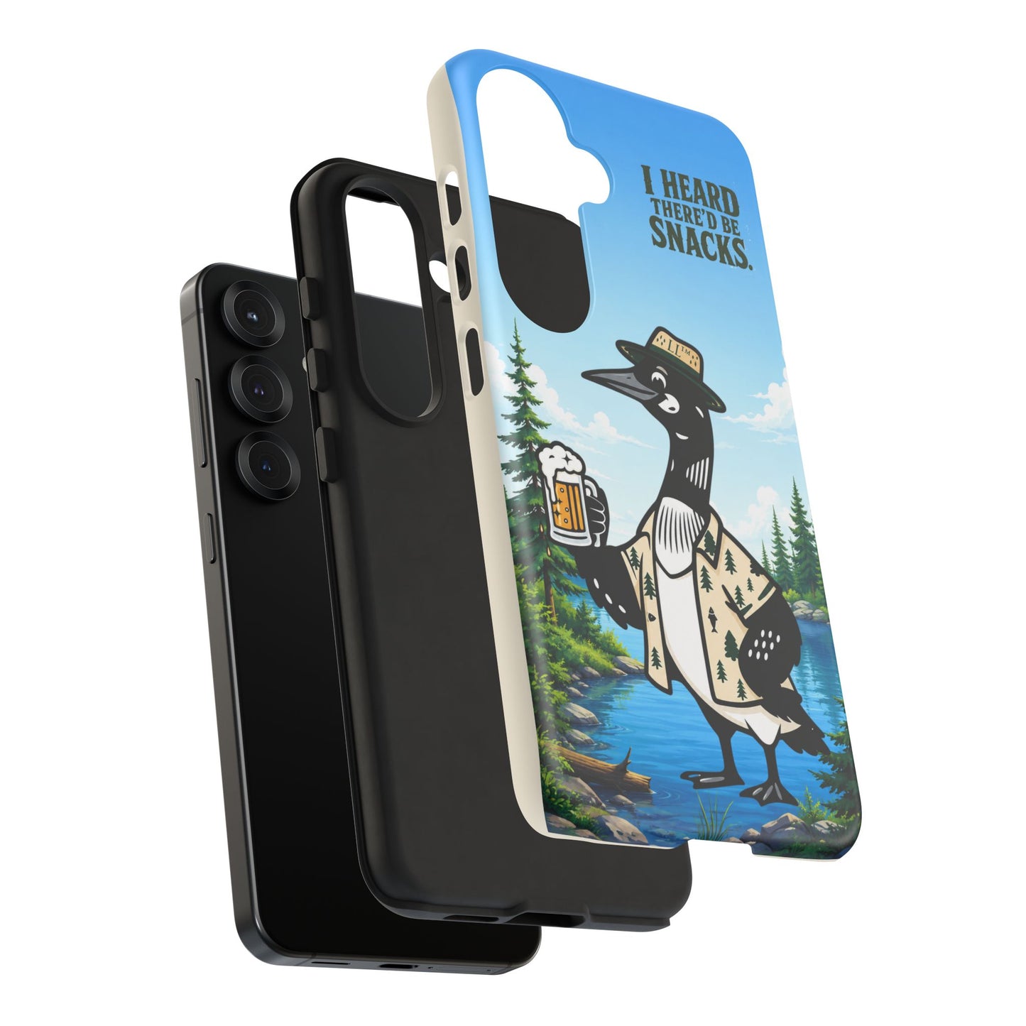 Phone Case — 'I Heard There'd Be Snacks' Rustic Drinking Loon Design