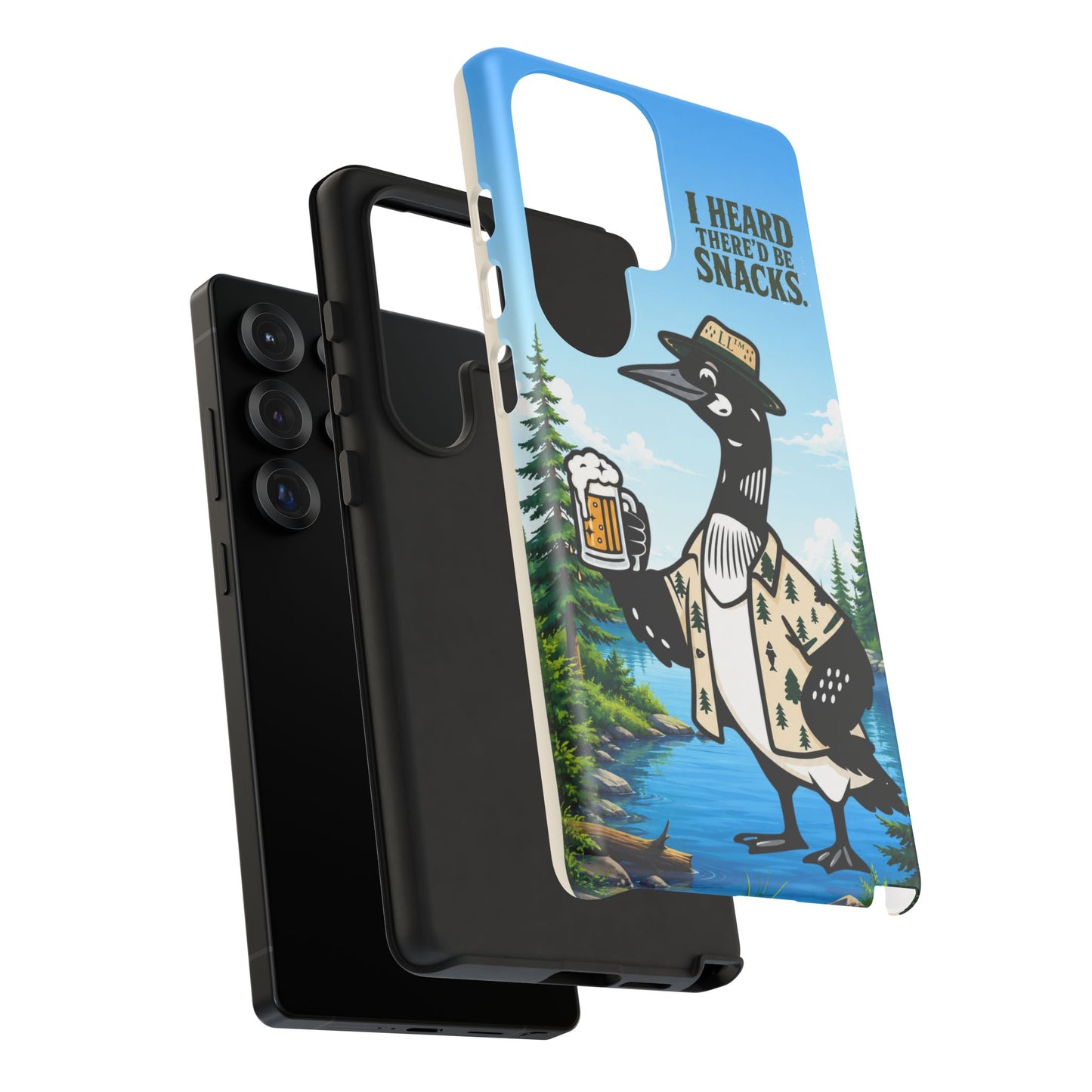 Phone Case — 'I Heard There'd Be Snacks' Rustic Drinking Loon Design