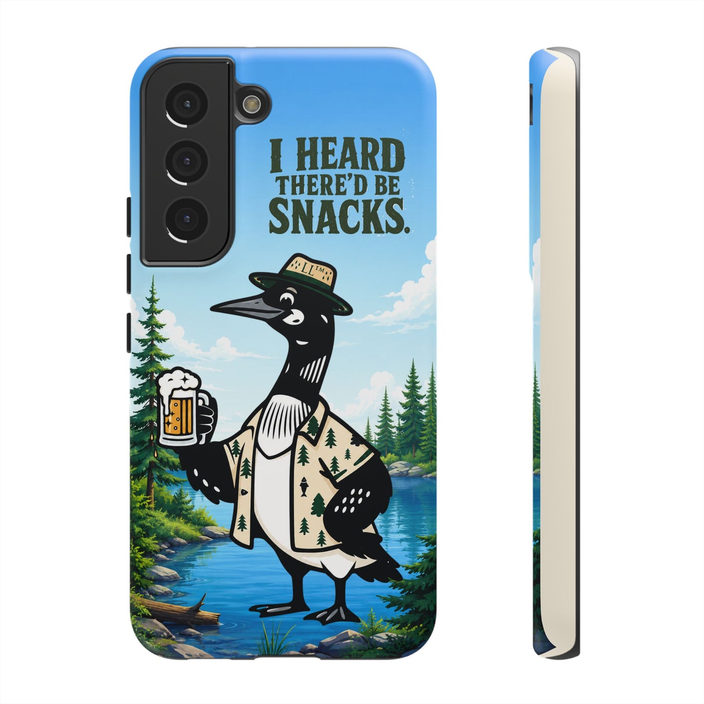 Phone Case — 'I Heard There'd Be Snacks' Rustic Drinking Loon Design