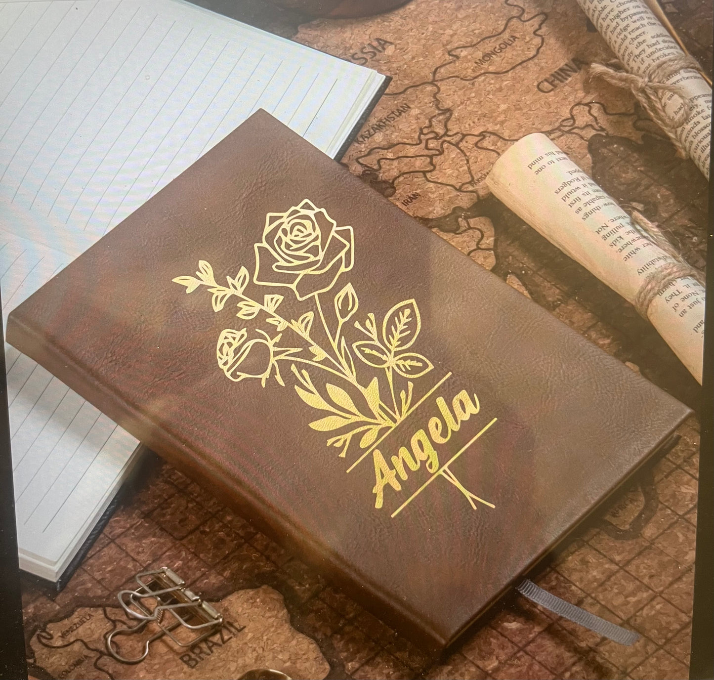 Personalized Brown to Gold Engravable Notebook for Journaling