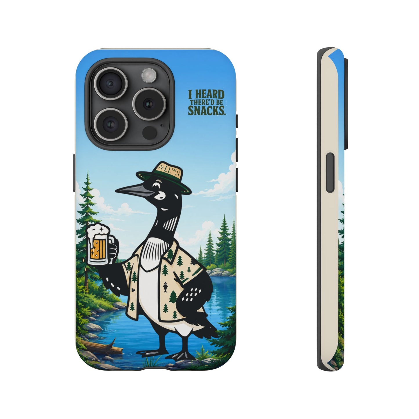 Phone Case — 'I Heard There'd Be Snacks' Rustic Drinking Loon Design