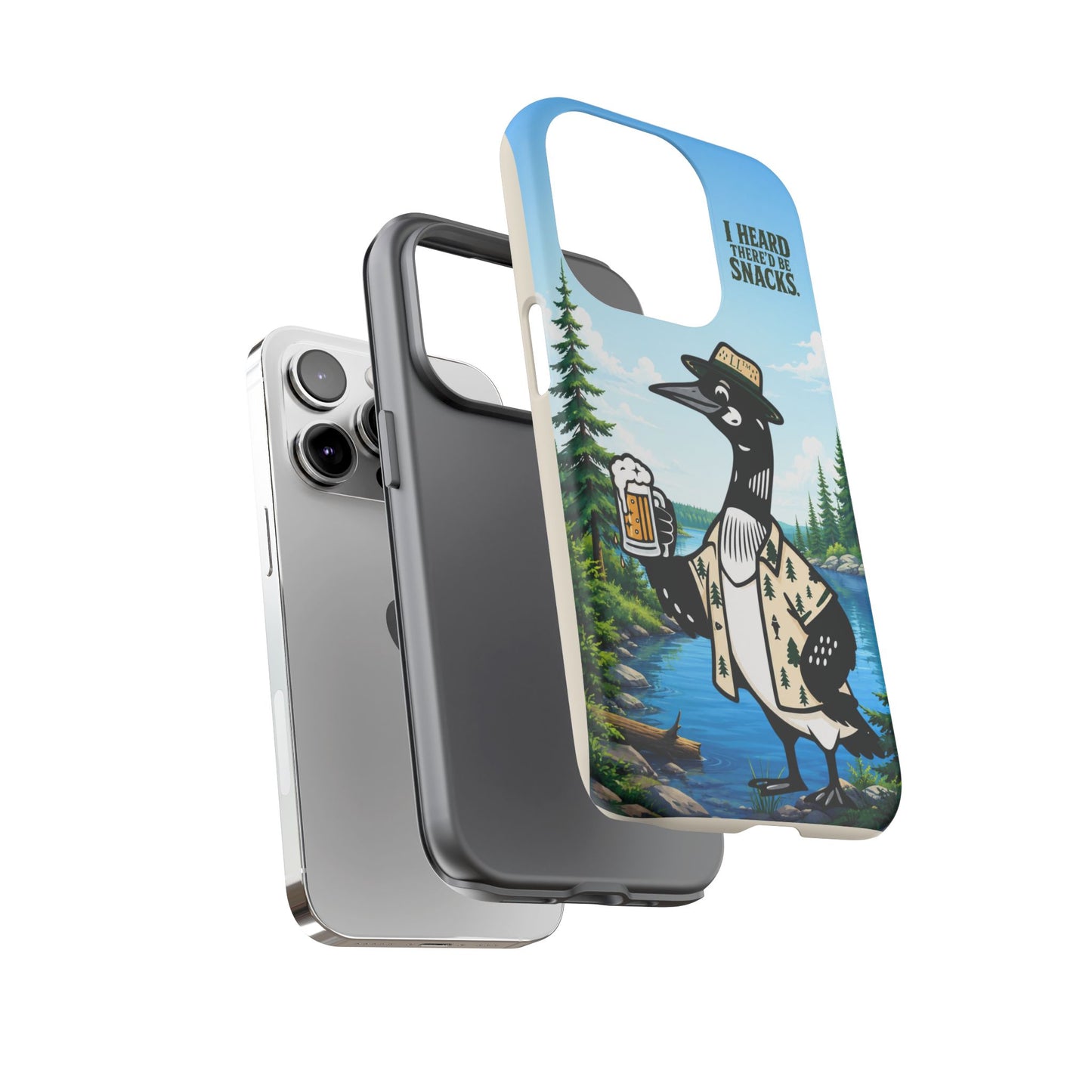 Phone Case — 'I Heard There'd Be Snacks' Rustic Drinking Loon Design