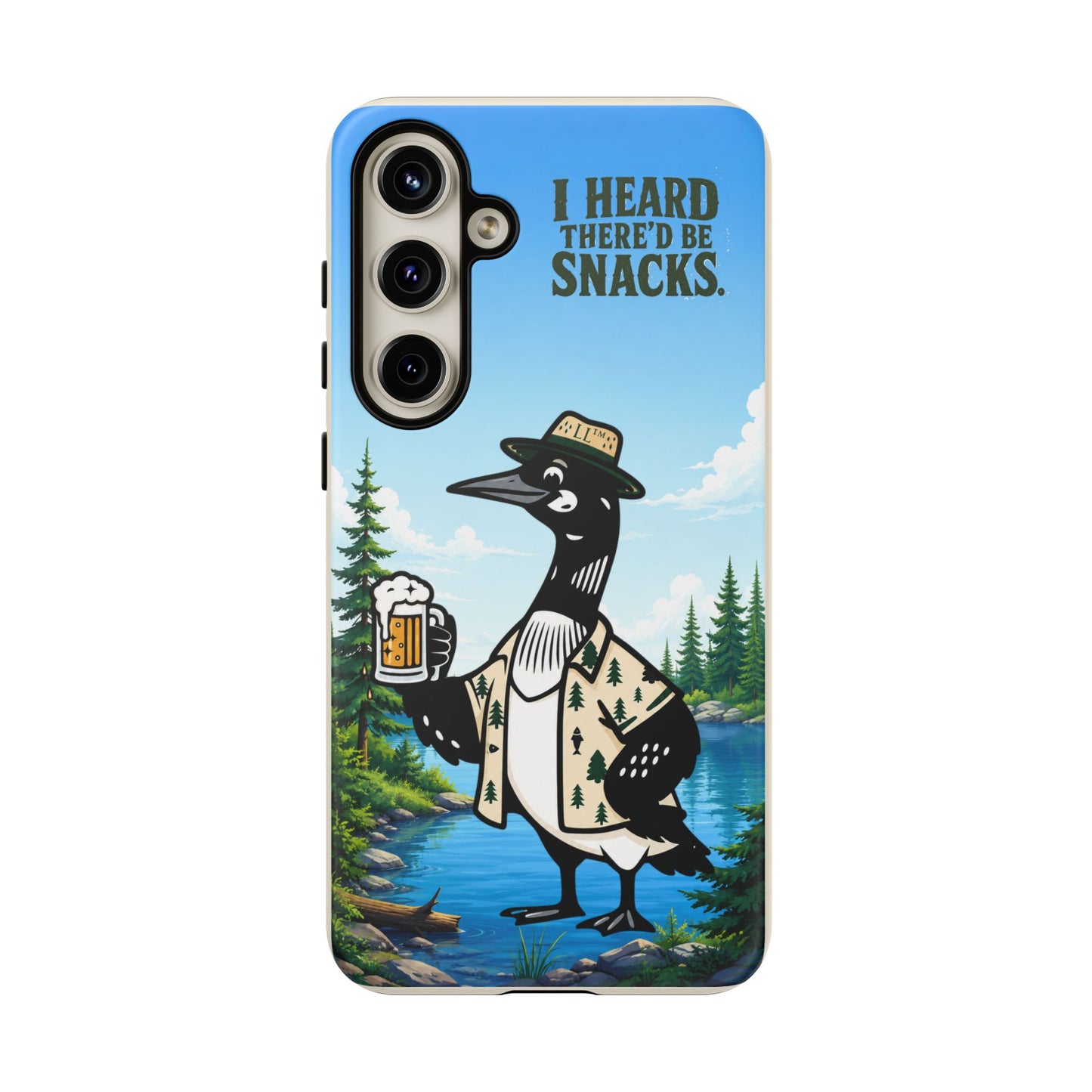 Phone Case — 'I Heard There'd Be Snacks' Rustic Drinking Loon Design