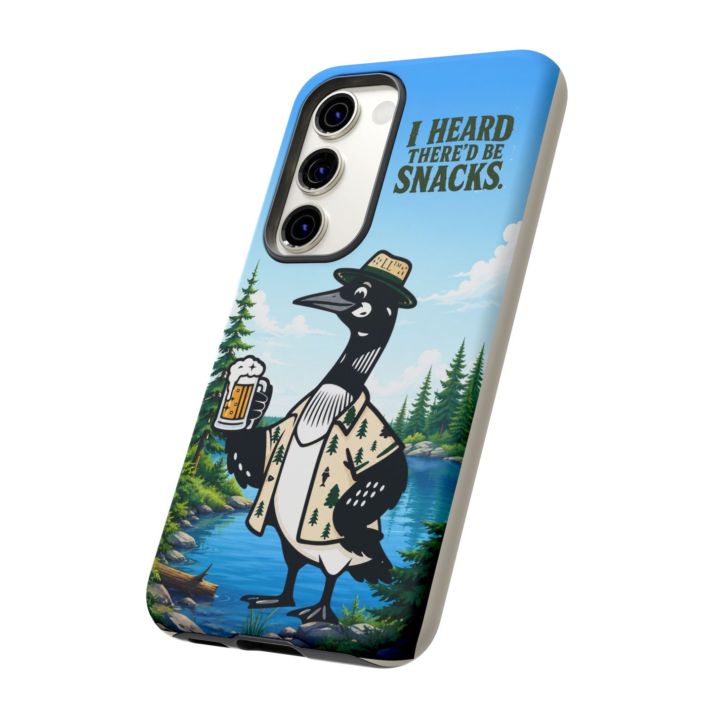 Phone Case — 'I Heard There'd Be Snacks' Rustic Drinking Loon Design