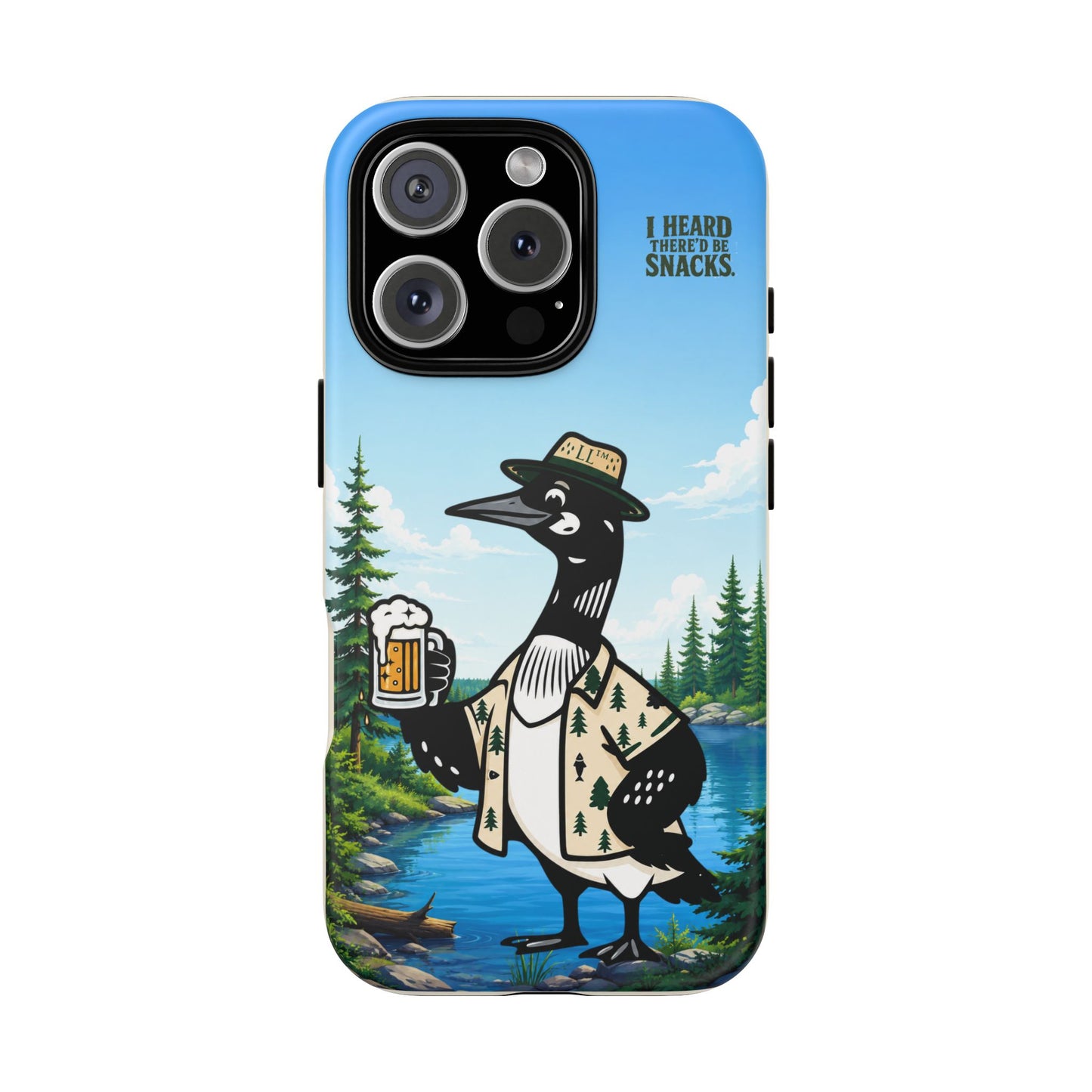 Phone Case — 'I Heard There'd Be Snacks' Rustic Drinking Loon Design
