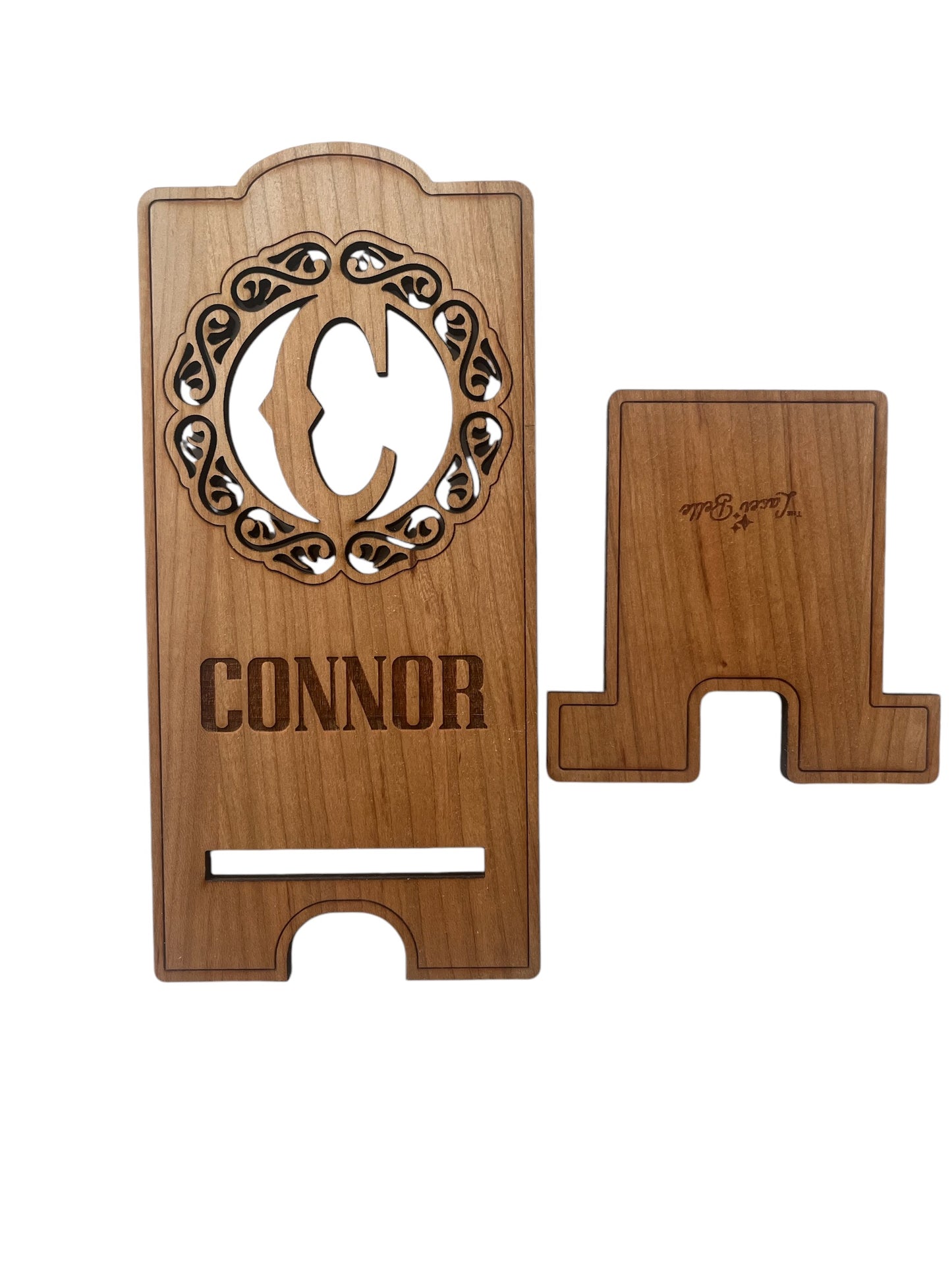Personalized Monogram Wood Phone Stand Custom Desk Gift