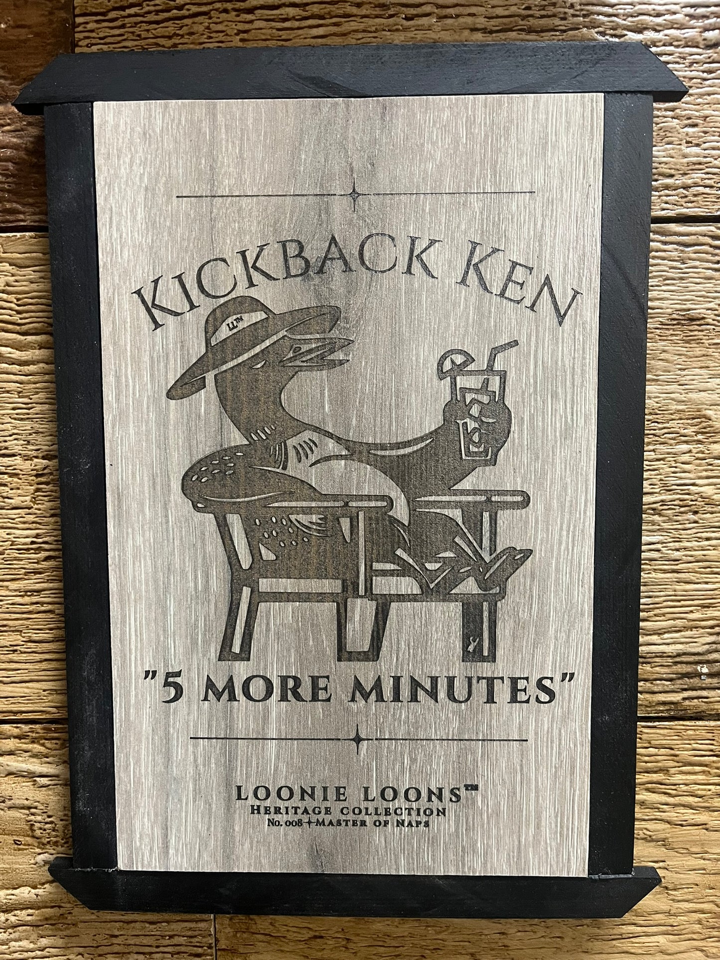 Northwoods Cabin Wall Art – Kickback Ken Loon Sign | Rustic Lake House Decor | Loonie Loons™ Heritage Collection