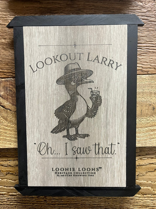 Northwoods Cabin Wall Art – Lookout Larry Loon Sign | Rustic Lake House Decor | Loonie Loons™ Heritage Collection