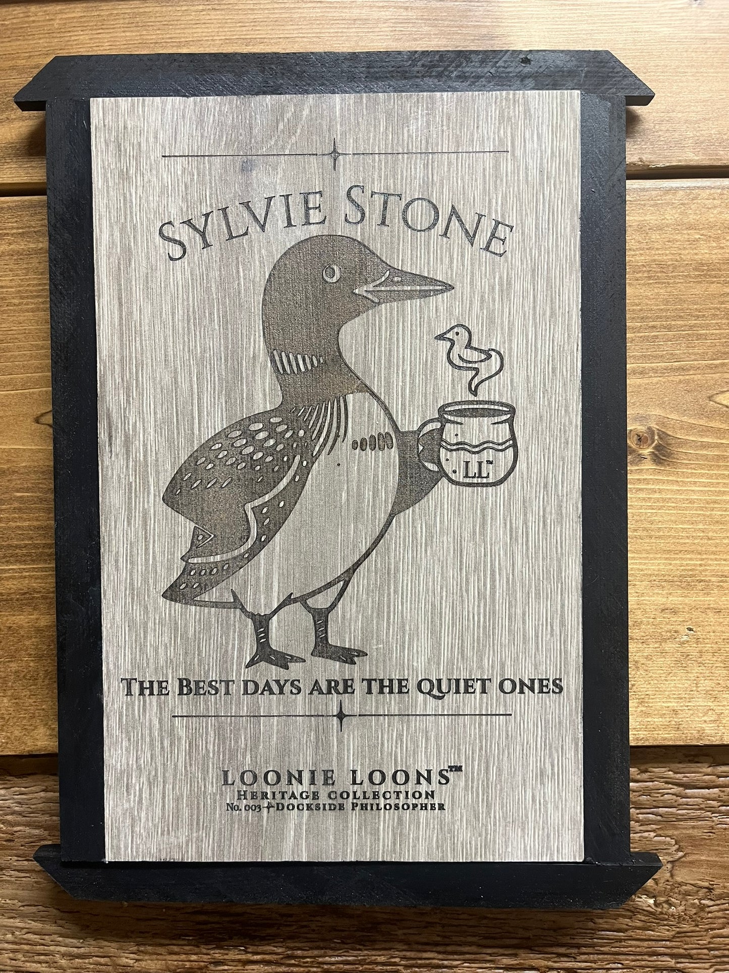 Northwoods Cabin Wall Art – Sylvie Stone Loon Sign | Rustic Lake House Decor | Loonie Loons™ Heritage Collection No. 003