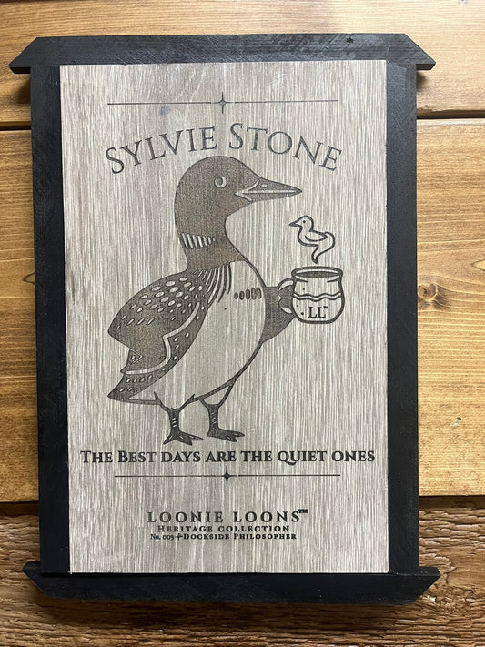 Northwoods Cabin Wall Art – Sylvie Stone Loon Sign | Rustic Lake House Decor | Loonie Loons™ Heritage Collection No. 003