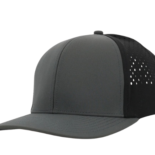 Gray cap with black mesh back on a white background