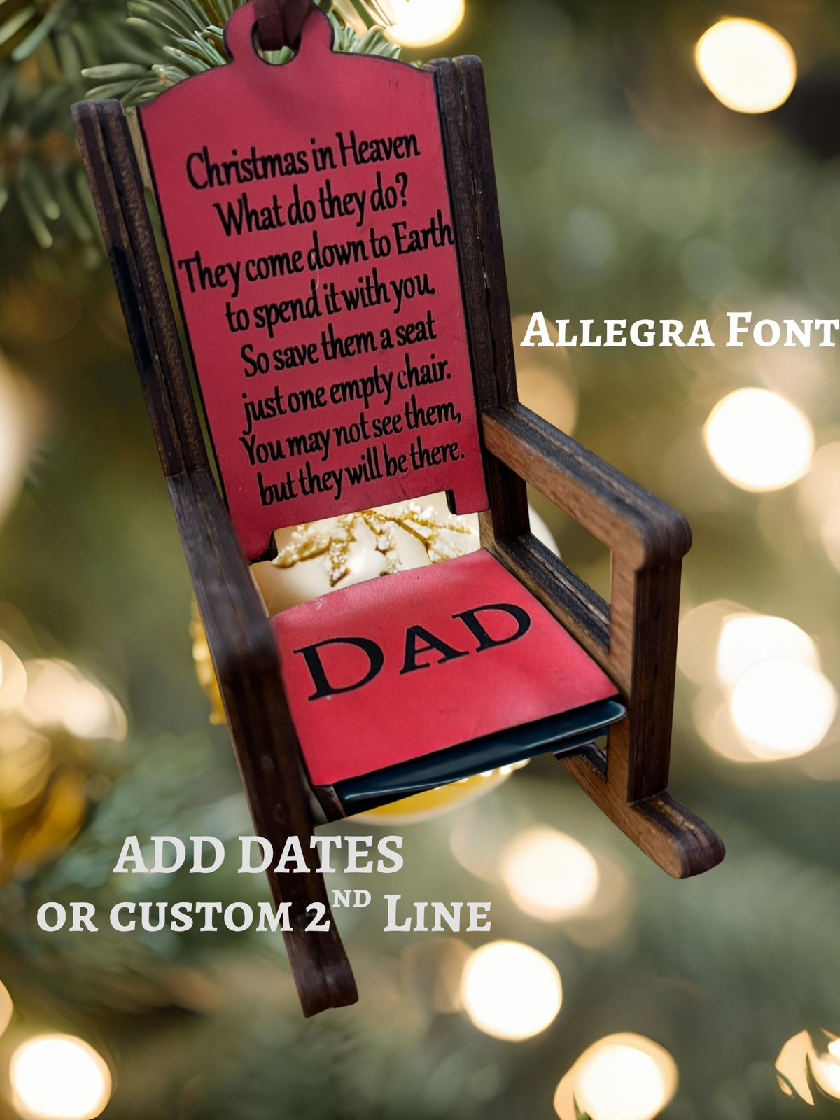 Christmas in Heaven Memorial Rocking Chair Ornament - Personalized Keepsake