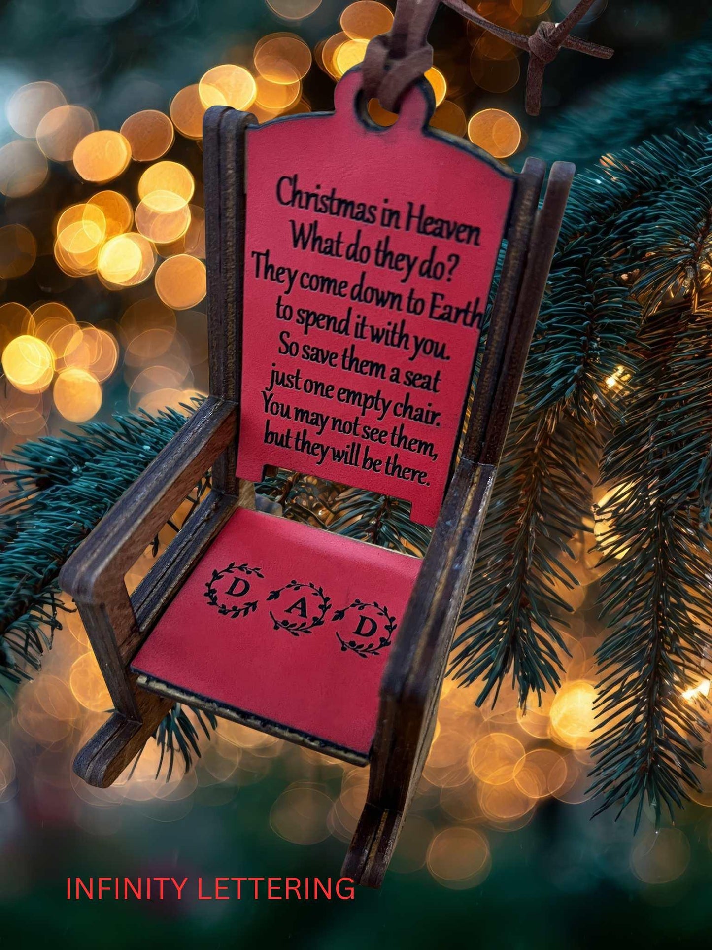 Christmas In Heaven Memorial Rocking Chair Ornament Personalized Keepsake