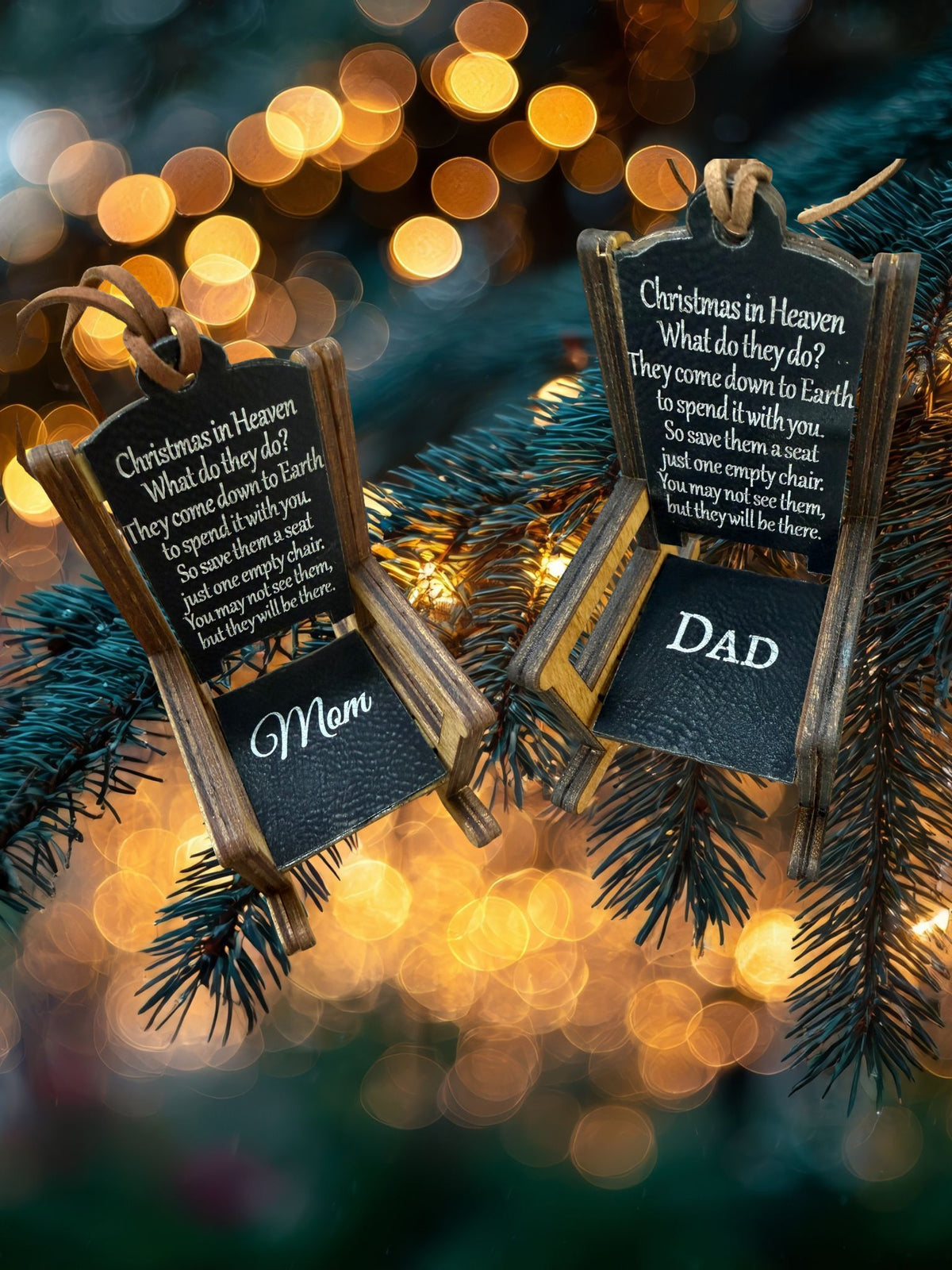Christmas in Heaven Memorial Rocking Chair Ornament - Personalized Keepsake