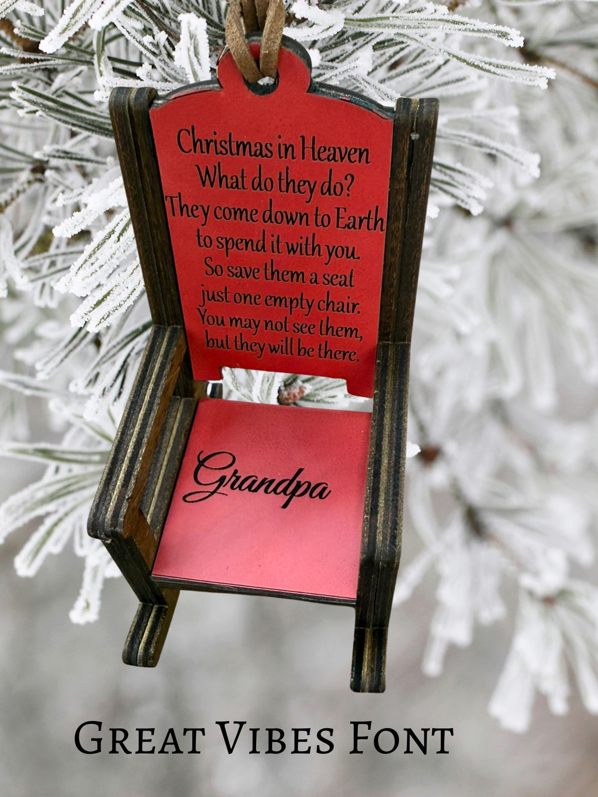 Christmas in Heaven Memorial Rocking Chair Ornament - Personalized Keepsake