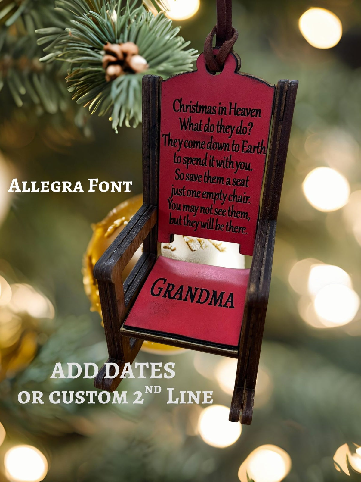 Christmas in Heaven Memorial Rocking Chair Ornament - Personalized Keepsake