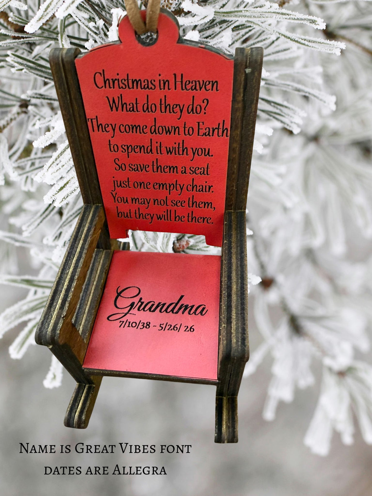 Christmas in Heaven Memorial Rocking Chair Ornament - Personalized Keepsake