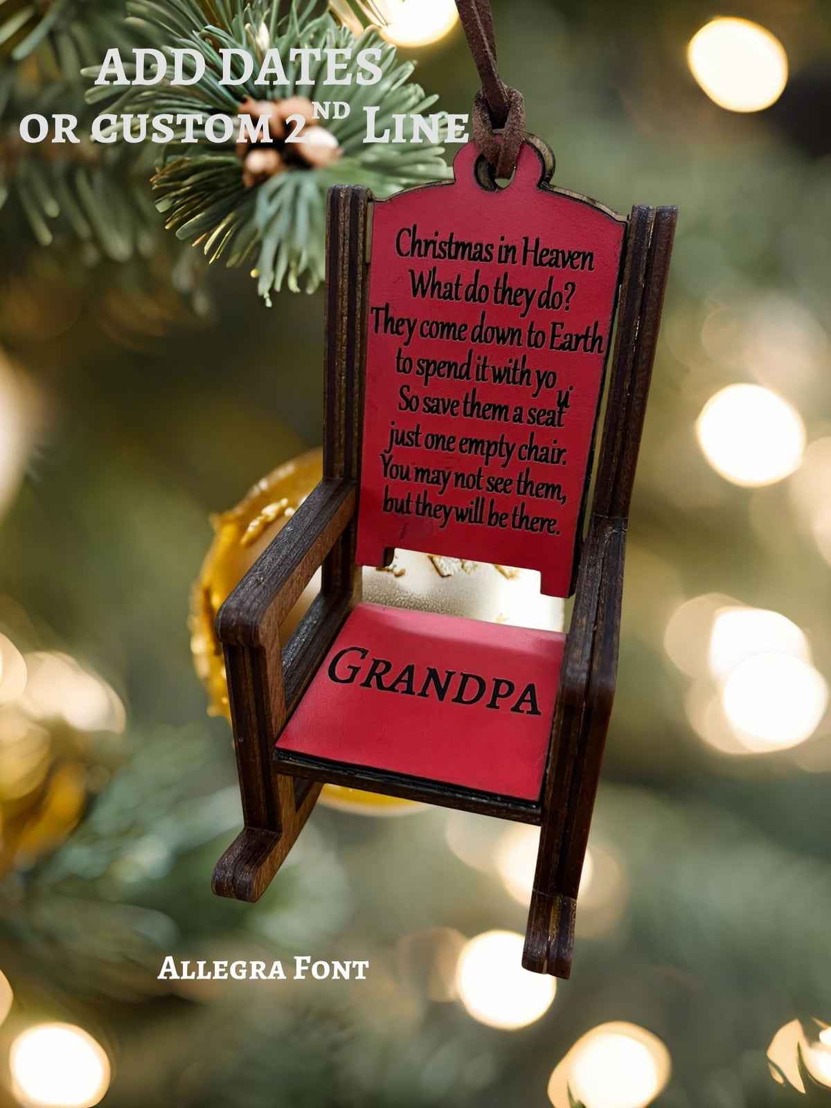 Christmas in Heaven Memorial Rocking Chair Ornament - Personalized Keepsake