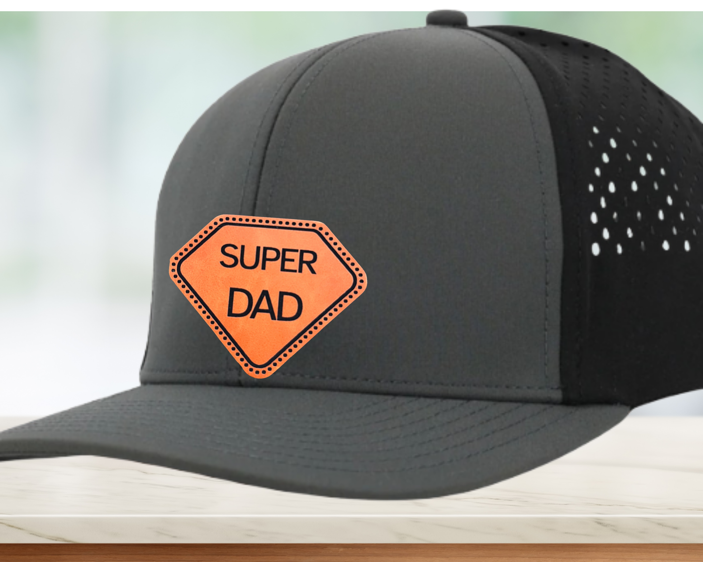Personalized Dad Trucker Hat Leather Patch Cap Gift, Custom Fathers Day Gift, Leather Patch Cap for Dad, New Dad Gift, Gift for Husband, Dad Birthday Gift,Papa Cap