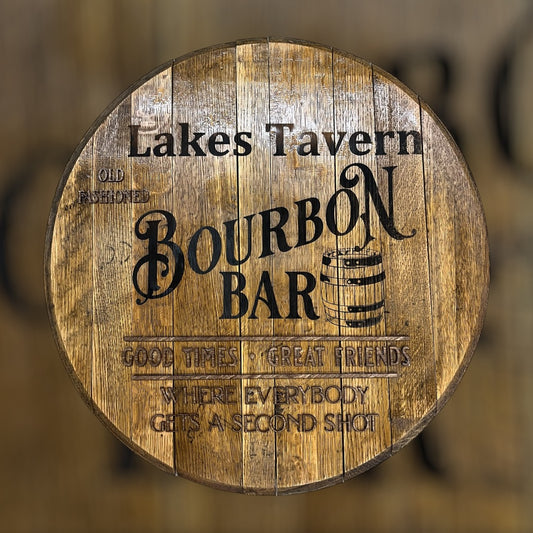 Personalized Reclaimed Whiskey Barrel Top Sign for Home Decor