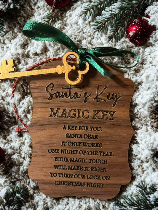 Santa Magic Key Wooden Plaque With Laser Engraving Door Ornament