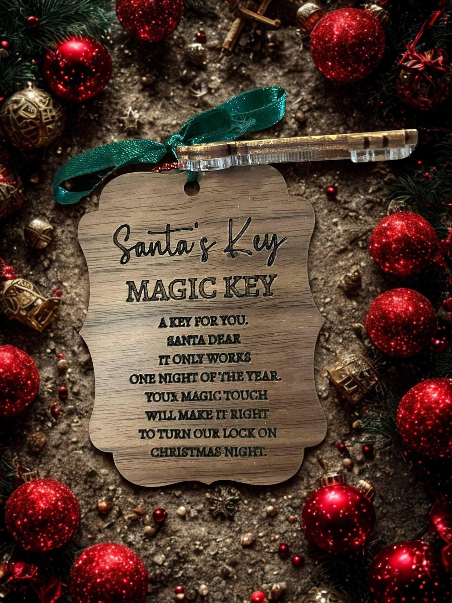 Santa Magic Key Wooden Plaque With Laser Engraving Door Ornament