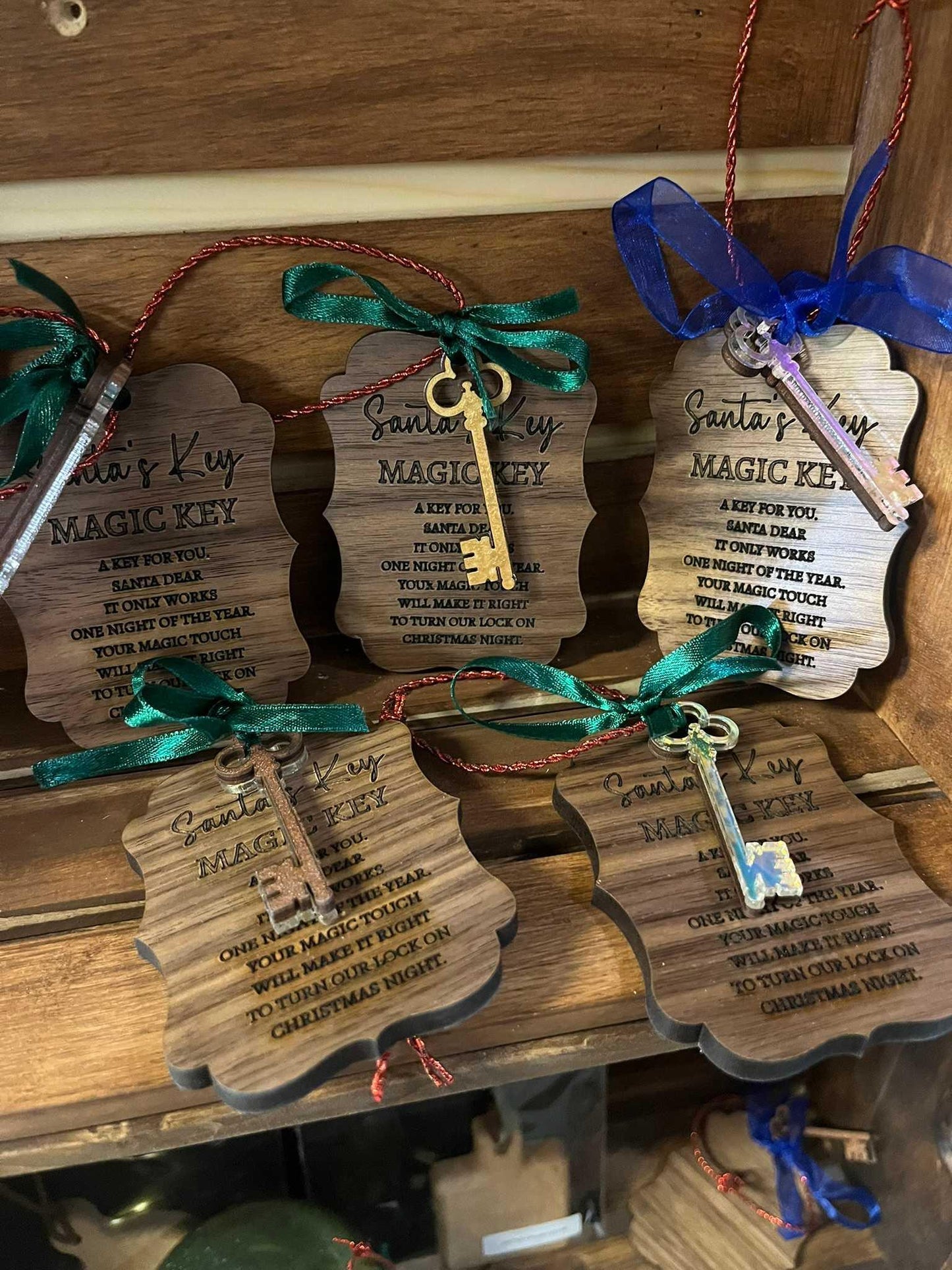 Santa Magic Key Wooden Plaque With Laser Engraving Door Ornament