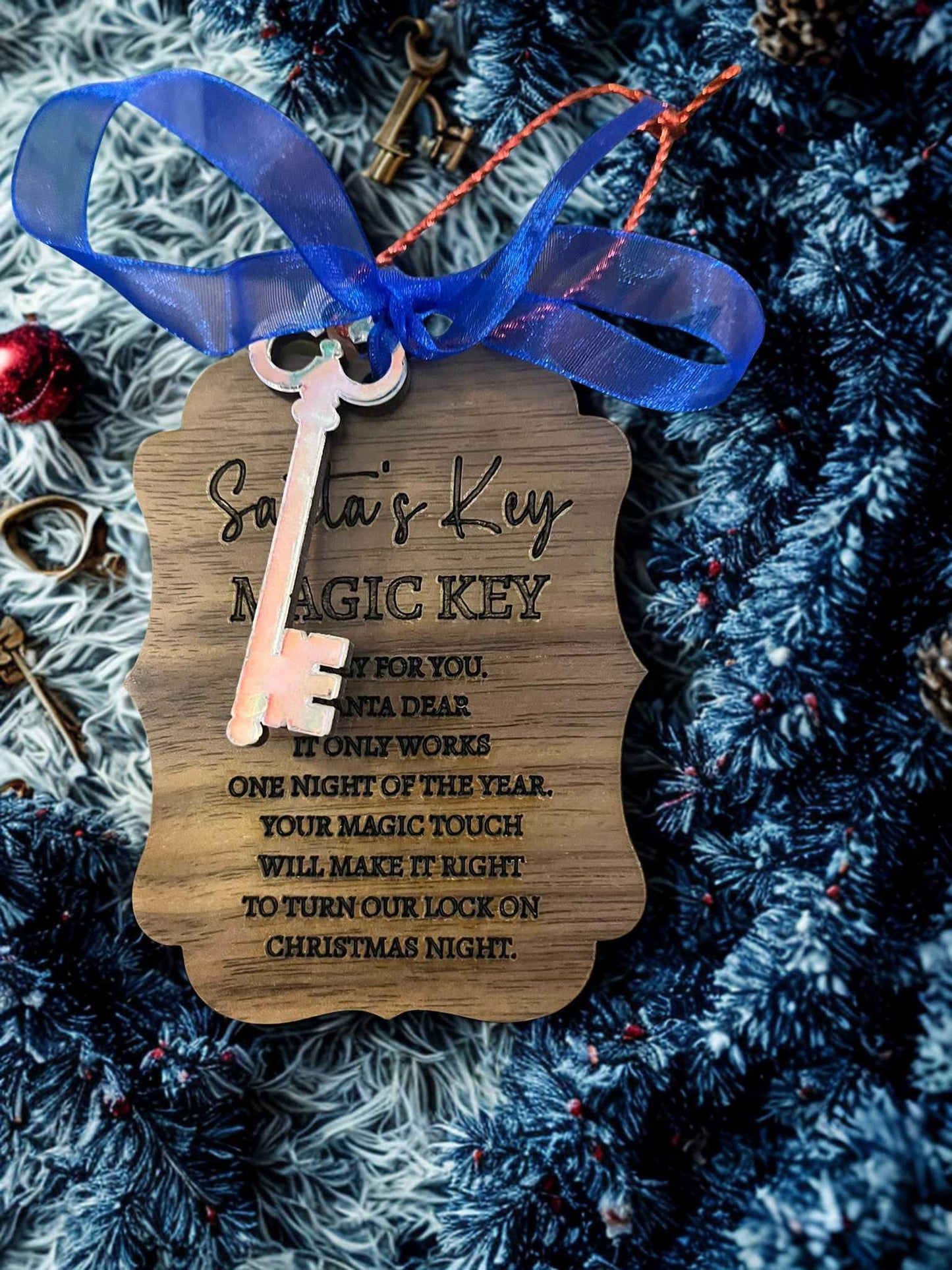 Santa Magic Key Wooden Plaque With Laser Engraving Door Ornament