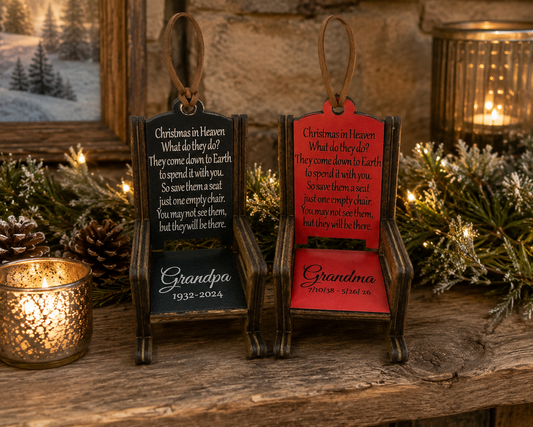 Christmas in Heaven Memorial Rocking Chair Ornament - Personalized Keepsake