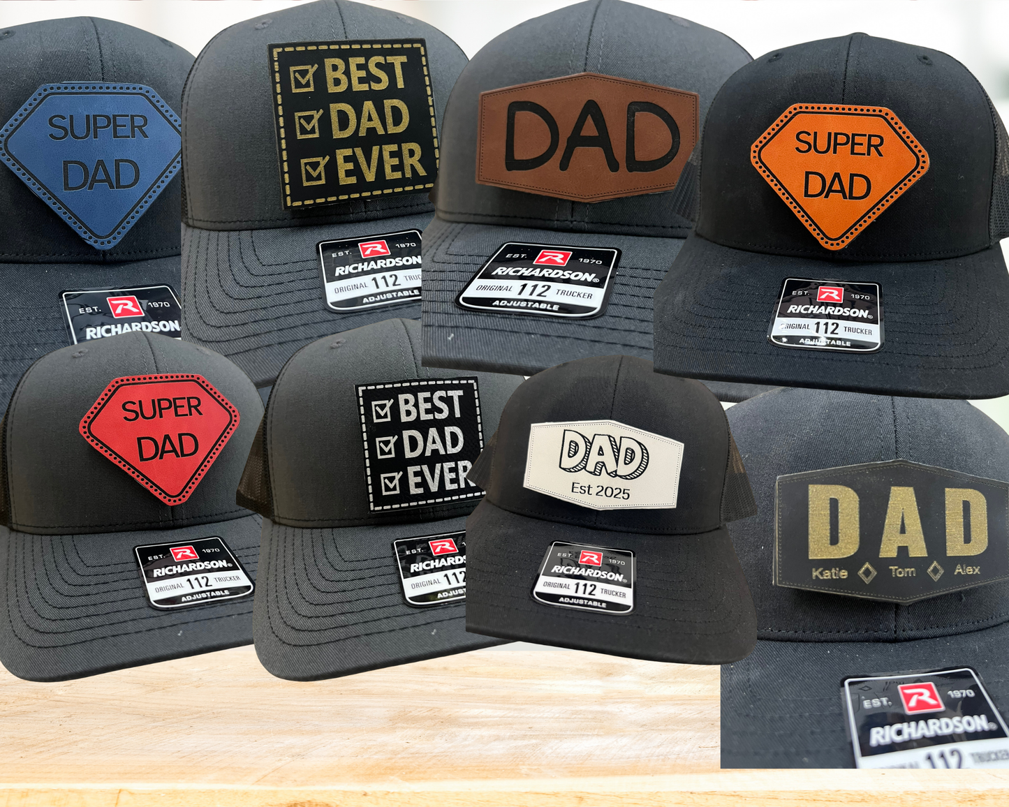 Personalized Dad Trucker Hat Leather Patch Cap Gift, Custom Fathers Day Gift, Leather Patch Cap for Dad, New Dad Gift, Gift for Husband, Dad Birthday Gift,Papa Cap