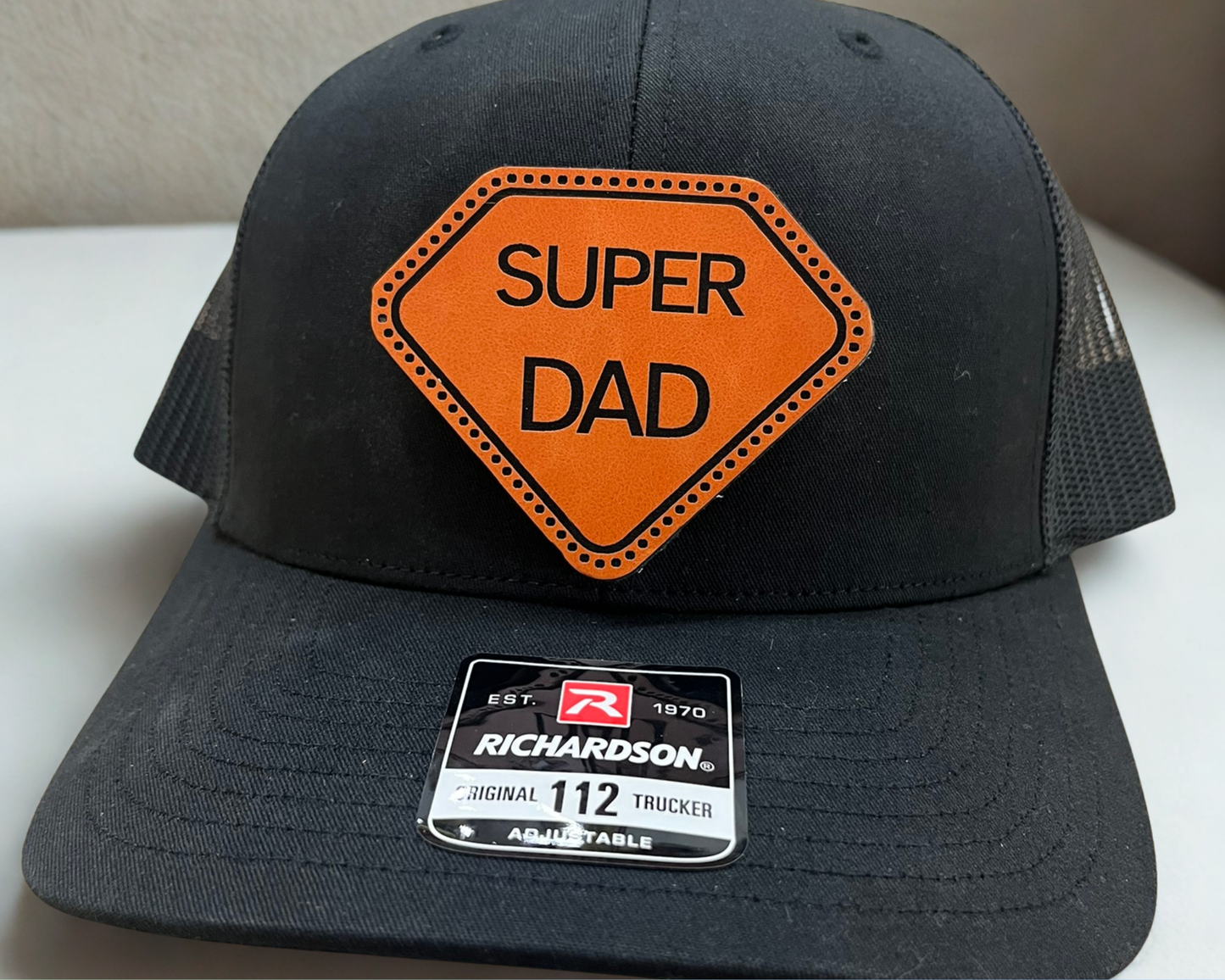 Personalized Dad Trucker Hat Leather Patch Cap Gift, Custom Fathers Day Gift, Leather Patch Cap for Dad, New Dad Gift, Gift for Husband, Dad Birthday Gift,Papa Cap