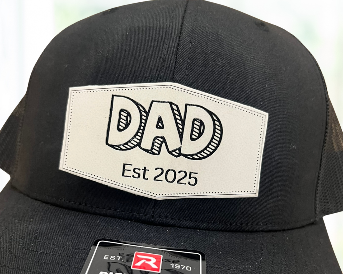 Personalized Dad Trucker Hat Leather Patch Cap Gift, Custom Fathers Day Gift, Leather Patch Cap for Dad, New Dad Gift, Gift for Husband, Dad Birthday Gift,Papa Cap